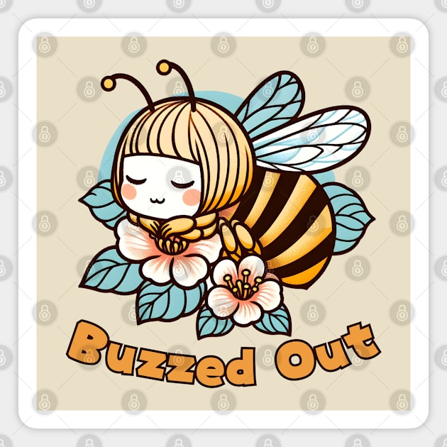 Tired bee Magnet by Japanese Fever